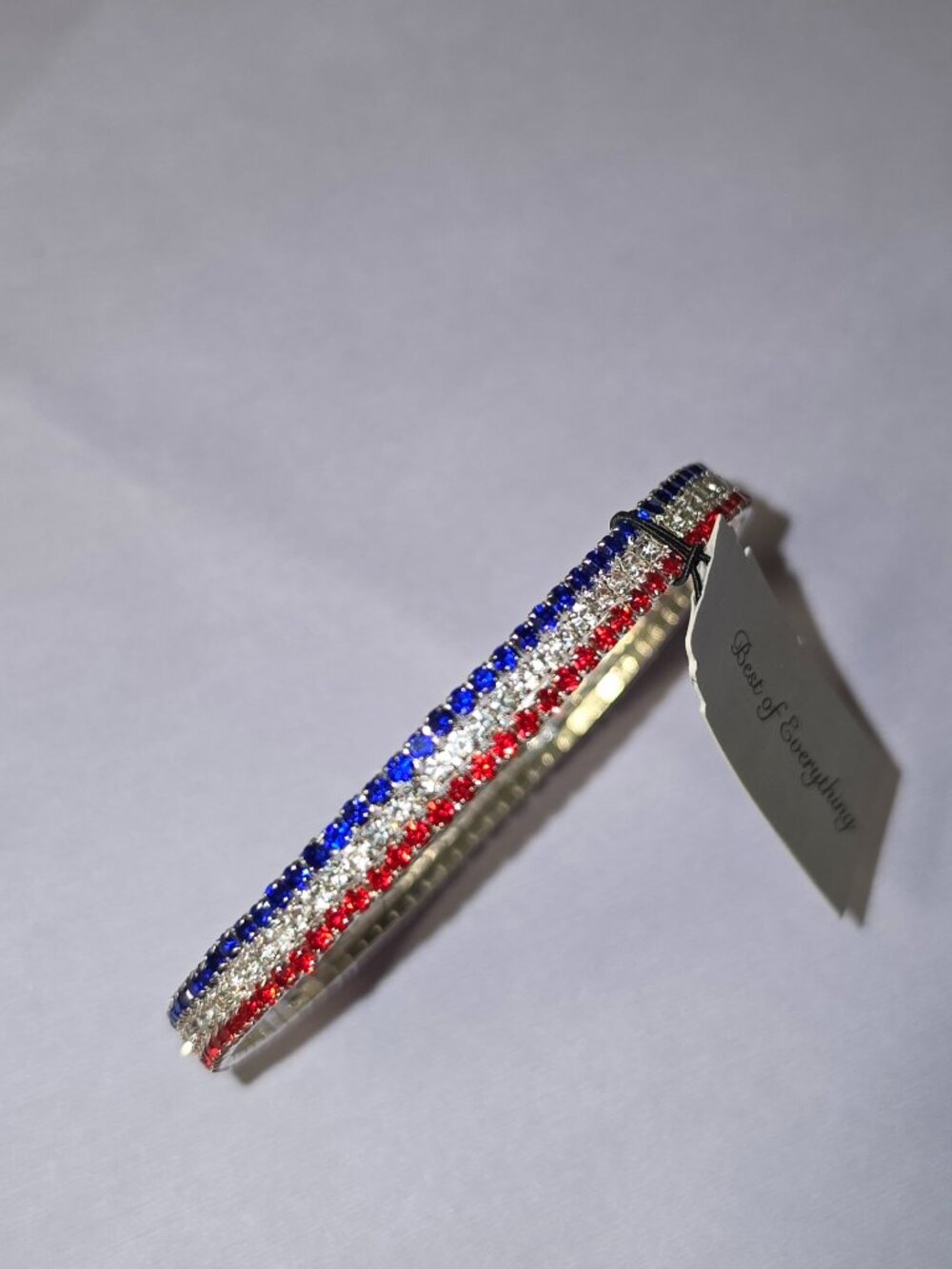 Patriotic Rhinestone Stretch Tennis Style Bracelet